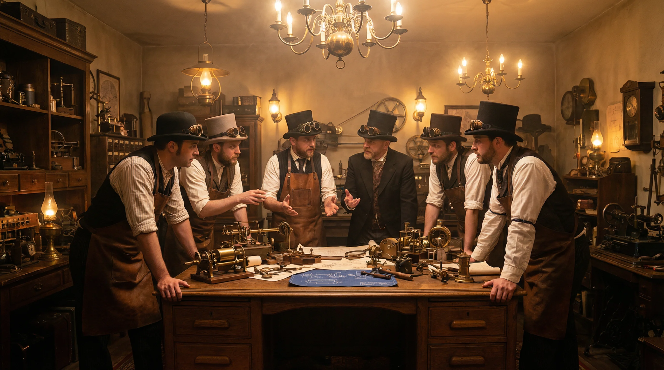 玩物志创始团队在蒸汽朋克工坊中讨论 - 玩物社区 关于我们