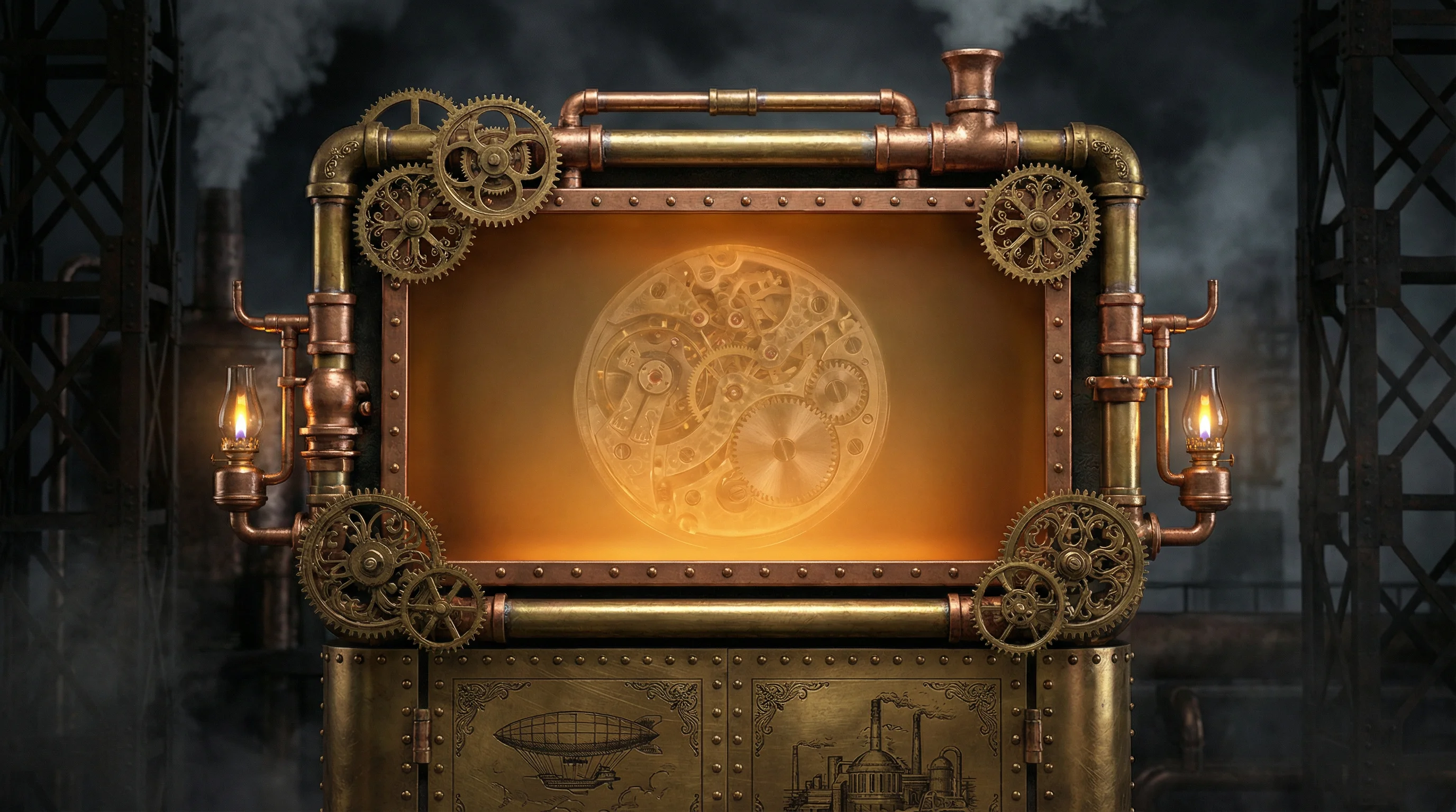 蒸汽朋克风格广告展示框架 - 玩物社区 广告合作